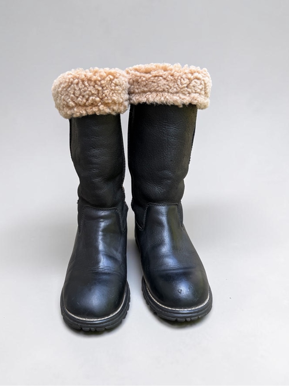UGG® AUSTRALIA Brooks Black Sheepskin Shearling Fur Lined Boots Tall Snow Boots - Picture 5 of 12